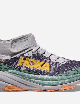 Women's Speedgoat 6 Mid GORE-TEX Trail Shoes in Ash Grey/Charcoal Grey, Size 8.5 - HOKA - FashionsVida