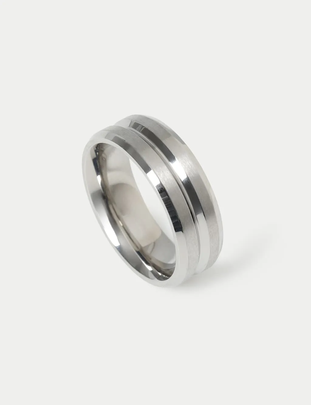 M&S Engraved Band Ring Silver male - M&S - FashionsVida