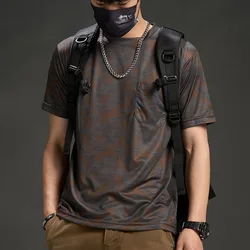 Spring Summer Thin Streetwear Round Neck T-Shirts Handsome Short Sleeve Printing Pullovers Loose Fashion Casual Men's Clothing
