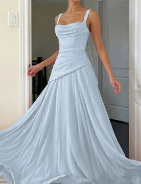 Vestido de Noche de Boda para Dama de Honor de Tela Fluida Plisada Rosa, Vestido de Fiesta Burdeos, Regreso a la Escuela, Elegante Vintage Formal Fies - Shein - FashionsVida