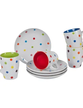 Geschirrset, 8-teilig weiss Tasse, Füllmenge: 330 ml Teller: je 19 x 19 x 2,5 - genialo - FashionsVida