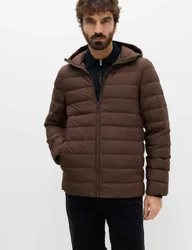 Feather and Down Hooded Puffer Jacket Bitter Chocolate male