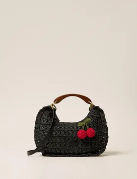 Sac « Croissant » en raphia au crochet avec cerises - TWINSET - FashionsVida