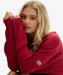 Superdry Damen OverGrößed Pullover mit V-ausschnitt Red - Größe: 38