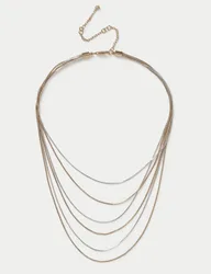 Multirow Snake Chain Necklace Gold Mix female