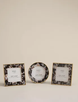 Set of 3 Tortoise Shell Photo Frames 2.5x2.5 inch Multi - M&S - FashionsVida