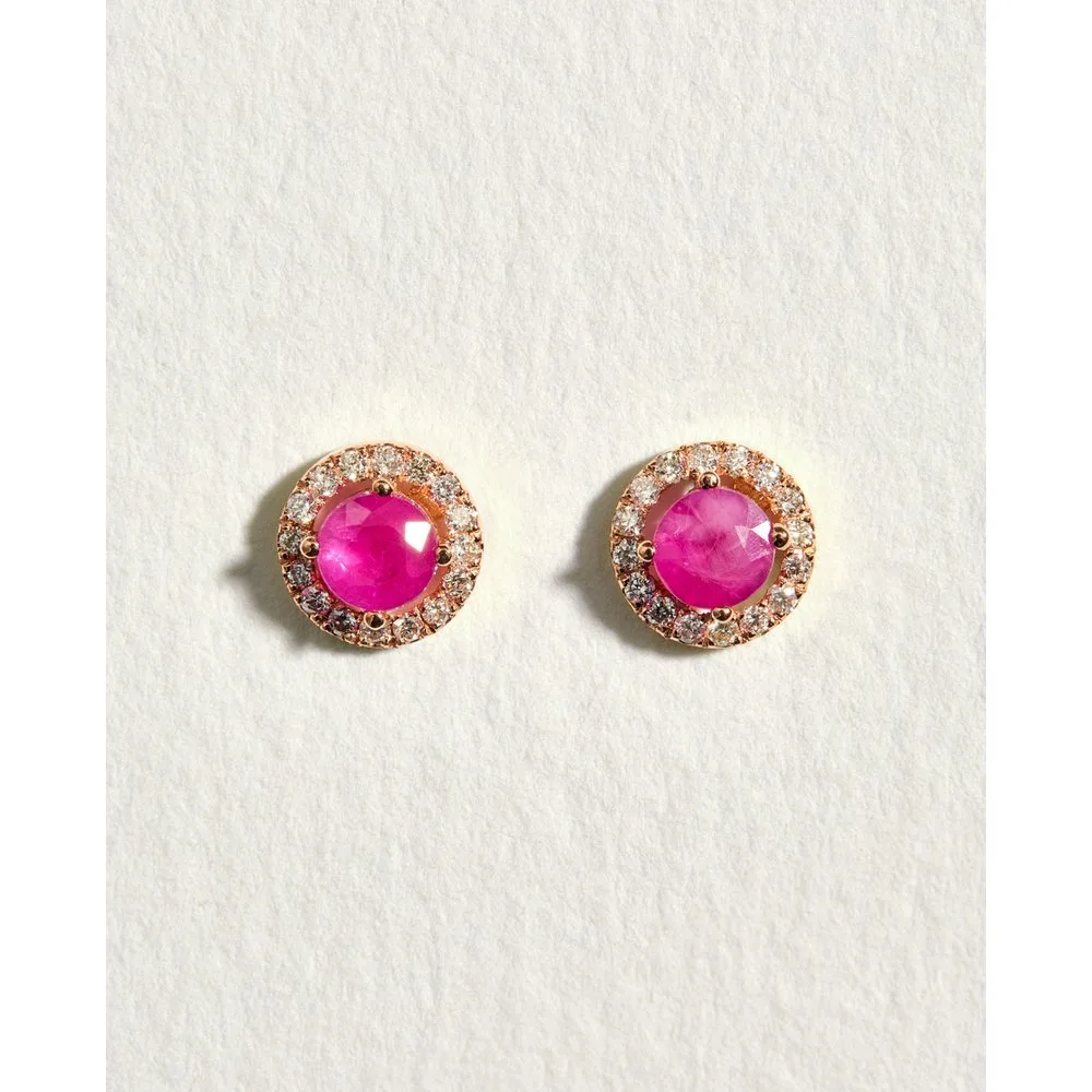 Pendientes de oro con diamante y rubí - El Corte Inglés - FashionsVida