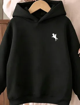 Sudadera negra con estampado gráfico de caballos, casual y adecuada para adolescentes, de moda y única, apta para todas las estaciones, ropa de oto? - Shein - FashionsVida