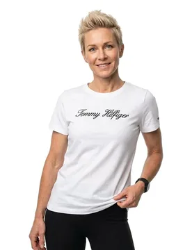 Maglietta A Maniche Corte Script Nos Ecru 2XL - Tommy hilfiger - FashionsVida