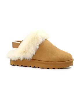 Nevis Womens Fluffy Mule Slippers - - Size: 6 - Lunar - FashionsVida