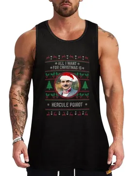All I want for Christmas is Hercule Poirot Tank Top Cotton Tank Top Soft Casual Sleeveless Shirt - Aliexpress - FashionsVida