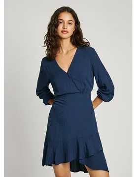 Robe Courte à Manches Longues Kendall Dulwich Blue M - Pepe jeans - FashionsVida