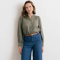 Poplar Multi Check Blouse - Laurel