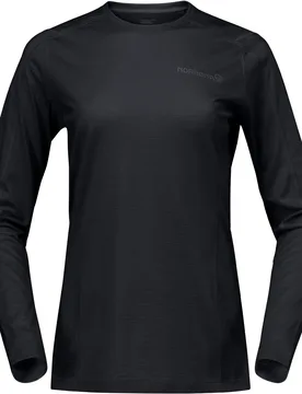 Norrona - Haut en laine de mérinos - Falketind Equaliserull Long Sleeve W Caviar Black en Laine - Taille L - Noir - Norröna - FashionsVida