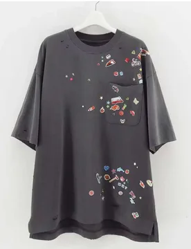 SS MMY Japanese-style MIHARA T-Shirts Washed Vintage Loose Fit Sticker Fun Print Damaged Style Trendy Short Sleeve Tees - Aliexpress - FashionsVida