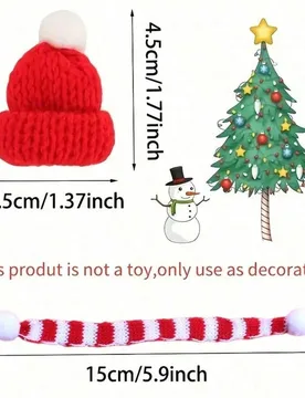 Piezas, Mini gorro de Navidad, Conjunto de mini gorro y bufanda de Navidad, Mini gorro de punto de Navidad, Gorro de Papá Noel pequeño para funda de - Shein - FashionsVida
