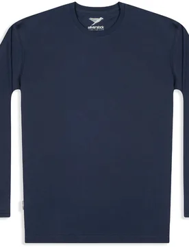 Wanda Organic Cotton Long Sleeve Tee - Navy - Silverstick - FashionsVida