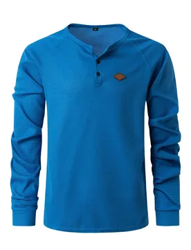 Fashion Men Solid Henley Neck Long Sleeve Polo Shirt Breathable Soft Material Loose Casual Daily Sports Streetwear Male Tops Wea - Aliexpress - FashionsVida