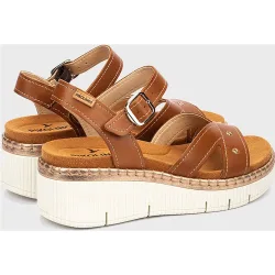 Sandalias de cuña de mujer de piel con suela extraligera