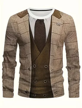 Realistic Suit Tuxedo 3D Print T Shirts Men Long Sleeve Casual Fashion T-shirt Sweatshirt Breathable Streetwear Cosplay Tshirt - Aliexpress - FashionsVida