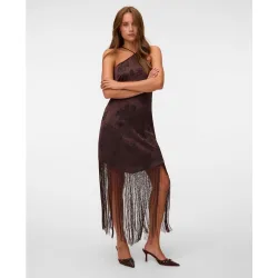 Vestido flecos efecto satinado