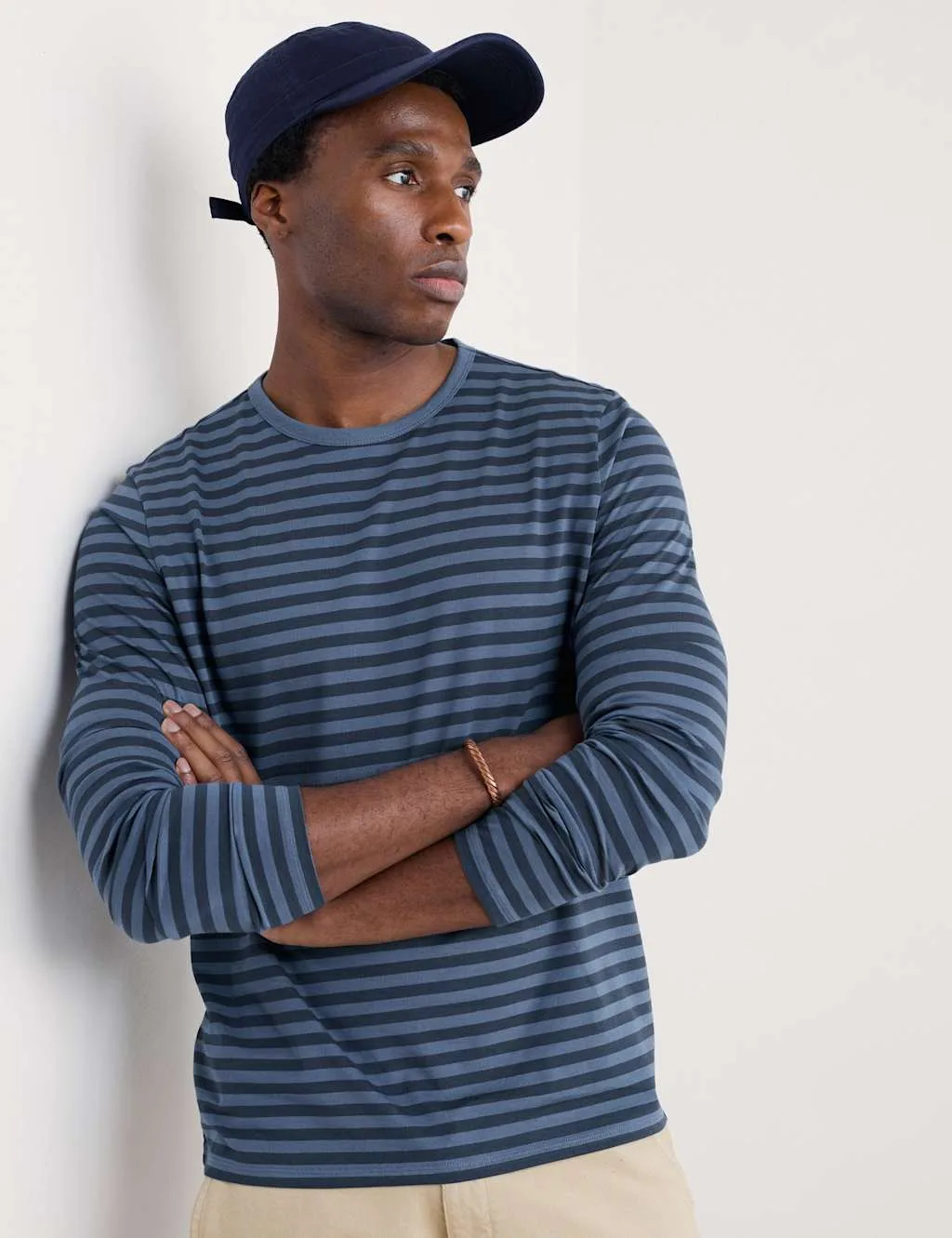 Pure Cotton Striped Crew Neck Top Blue Mix male - Seasalt cornwall - FashionsVida