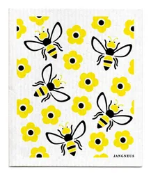Yellow Bees Patterned Dish Cloths - Set of 4