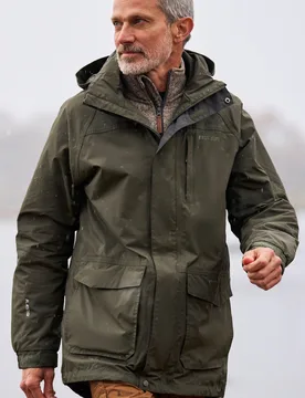 Glacier II Extreme Mens Waterproof Long Jacket - Green - Green - Size: XS - Mountain Warehouse - FashionsVida