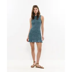 Vestido corto engomado sin mangas