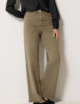 Women's Tall Wide Leg Jeans in Light Khaki Size: 18L - Light Khaki - Size: 18L - Long tall sally - FashionsVida