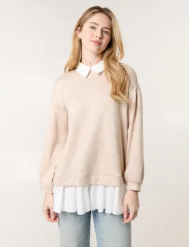In1 Cut & Sew Sweater - L/XL / OATMEAL - female - Blue Vanilla - FashionsVida