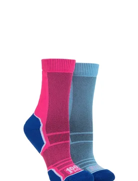 Pair Navy / Purple Trek Socks Unisex 6-8.5 Ladies - - Multi Coloured - Size: Small - 1000 Mile - FashionsVida
