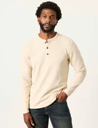 Cotton Rich Waffle Henley Top Stone male