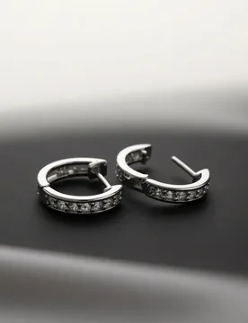 Silver‑Tone Huggie Hoop Earrings for Women, Pave Clear Zircon Hollow Cut‑Out Click‑Top Ear Hoops, Sleek Fashion Jewelry - Aliexpress - FashionsVida