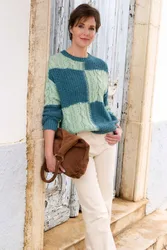 Women's Patchwork Jumper in Jade Size: 22 - Jade - Size: 22