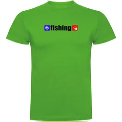 Fishing Short Sleeve T-shirt Green M Men