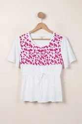 Women's Floral Printed Bell Sleeve T-shirt in White Size: 14 - White - Size: 14