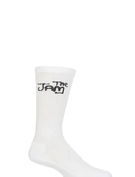 Music Collection 1 Pair The Jam Cotton Socks Logo One Size - White - Size: One Size - SockShop - FashionsVida