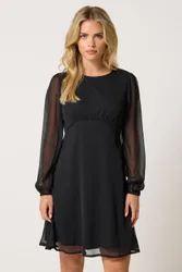 Women's Petite Chiffon Midi Dress in Black Size: 10 - Black - Size: 10