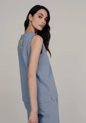 Skye Sleeveless Tank Top In Blue - S