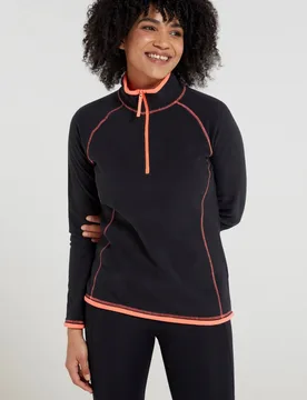 Women's Montana Sweater Breathable Microfleece Layer in Jet Black Size: 4 - Jet Black - Size: 4 - Mountain Warehouse - FashionsVida