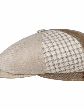 Light Patchwork Flat Cap by Alfonso DEste - oatmeal - Size: L (58-59 cm) - Alfonso D´Este - FashionsVida