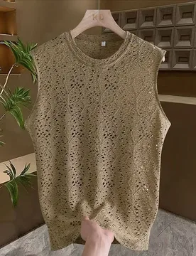 Men Knit Sleeveless Tank Top Casual O Neck Solid Color Summer Daily Wear Breathable Hollow Design - Aliexpress - FashionsVida