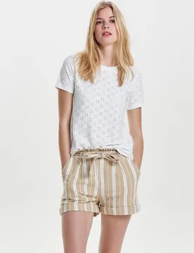 Camiseta de mujer de manga corta y detalle troquelado - JDY - FashionsVida