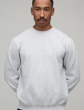 Herren Basic Regular Fit Rundhals-Sweatshirt Grey Marl Größe XS - boohooMAN - FashionsVida