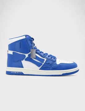 Mens Skel Top Hi Blue/white Leather - AMIRI - FashionsVida