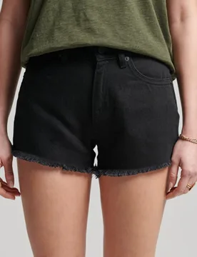 Superdry Damen Studios Denim-shorts aus Bio-baumwolle mit Hohem Bund Schwarz - Größe: 38 - 59.99 - FashionsVida