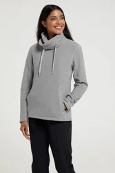Women's Hebridean Cowl Neck Fleece Antipill Sweater Top in Dark Grey Size: 18 - Dark Grey - Size: 18