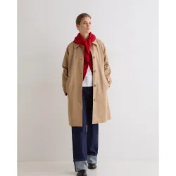 Gabardina de mujer midi de algodón con cuello camisero