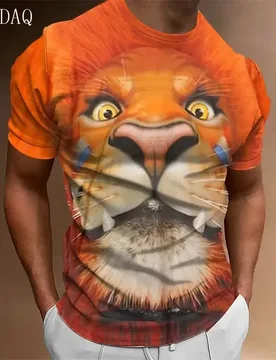 Fashion Men's Animal T-Shirts Summer Short Sleeve 3d Lion Print Street Style Male T Shirt 6XL Large Size O-Neck Casual Tops Tee - Aliexpress - FashionsVida